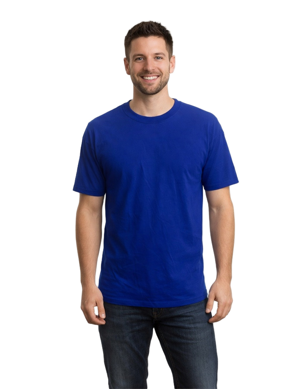 Fruit of the Loom platinum Vibrant Blue Short Sleeve cotton Tee shirt